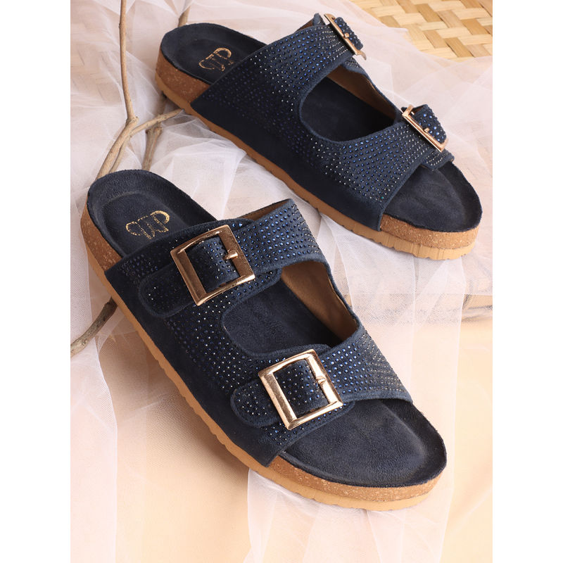 The White Pole Women Blue Synthetic Sandals (EURO 36)