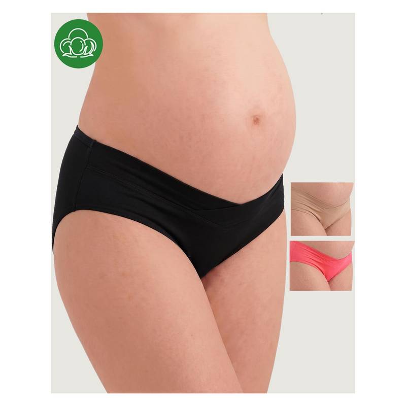 Inner Sense Organic Cotton Antimicrobial Maternity Panty Multi-Color (Pack of 3) (L)
