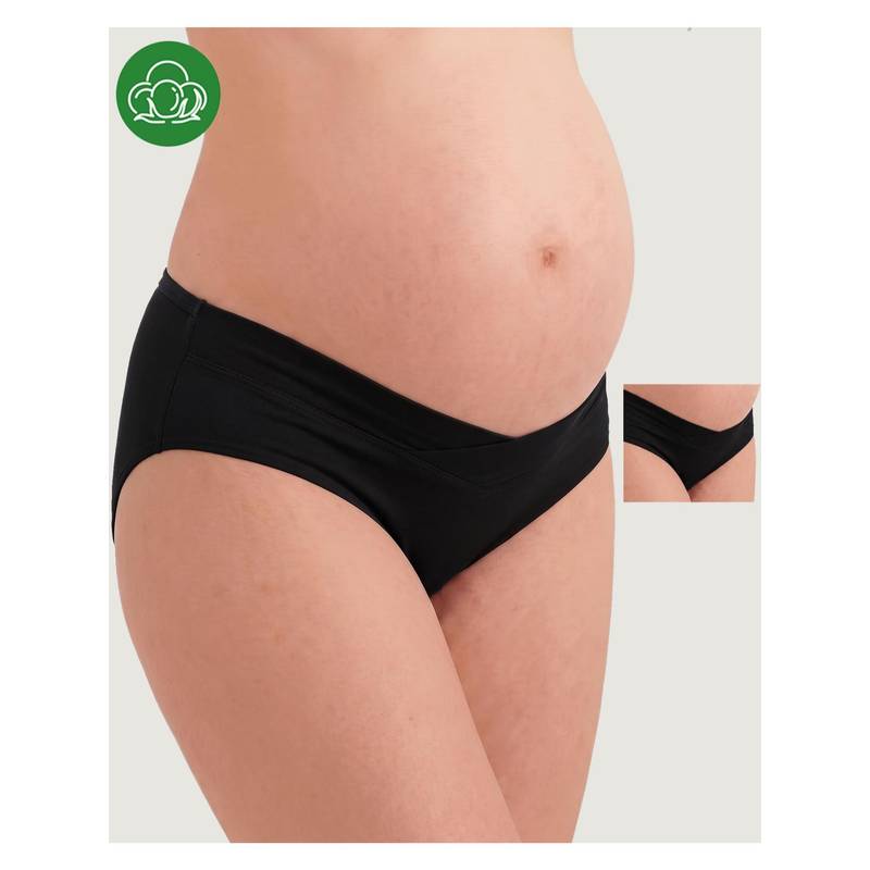 Inner Sense Organic Cotton Antimicrobial Maternity Panty - Black (Pack of 2) (M)
