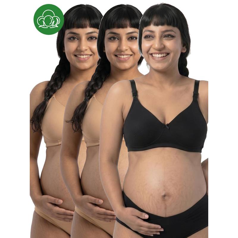 Inner Sense Organic Cotton Antimicrobial Nursing Bra Pack of 3 - Multi-Color (38B)