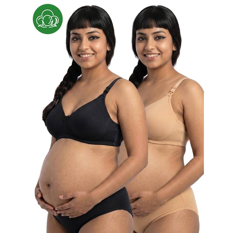 Inner Sense Organic Cotton Antimicrobial Nursing Bra Pack of 2 - Multi-Color (38B)
