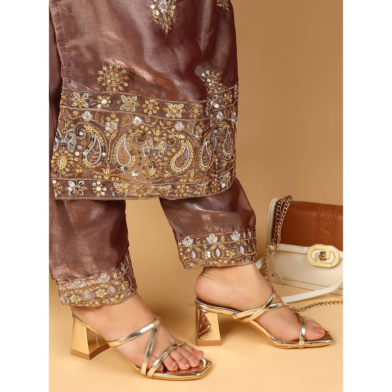 ELLE Women Gold Block Heels (EURO 36)