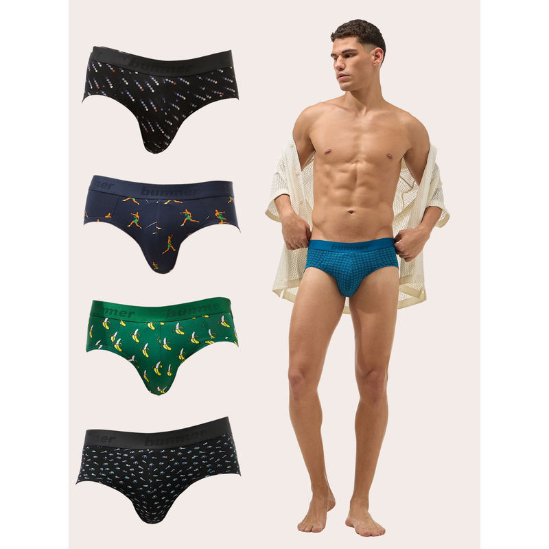 Bummer Men Cotton Printed Briefs (Pack of 5) (XL)