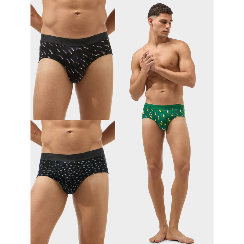 Bummer Men Multicolour Cotton Printed Briefs (Pack of 3) (M)