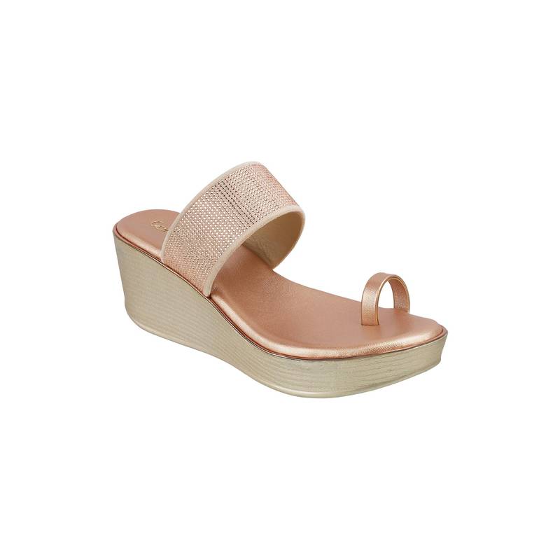 Catwalk Women T-Straps Wedges Heels - Rose Gold (UK 8)