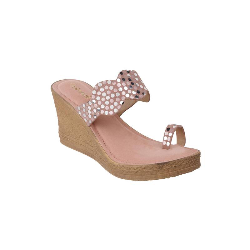 Catwalk Women T-Straps Wedges Heels - Pink (UK 5)