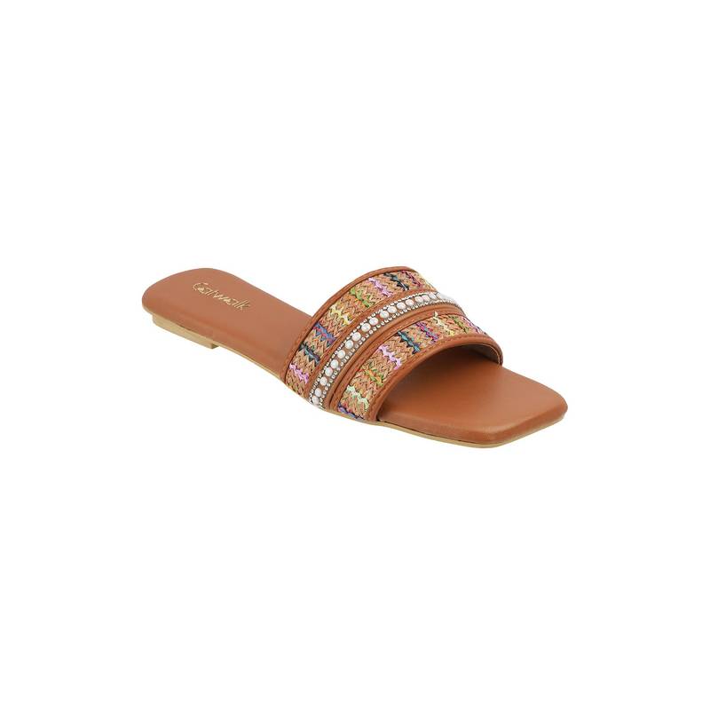 Catwalk Women Slip-On Flats - Tan (UK 5)