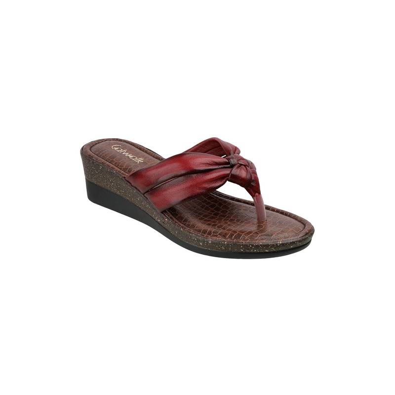 Catwalk Women T-Straps Wedges Heels - Red (UK 6)