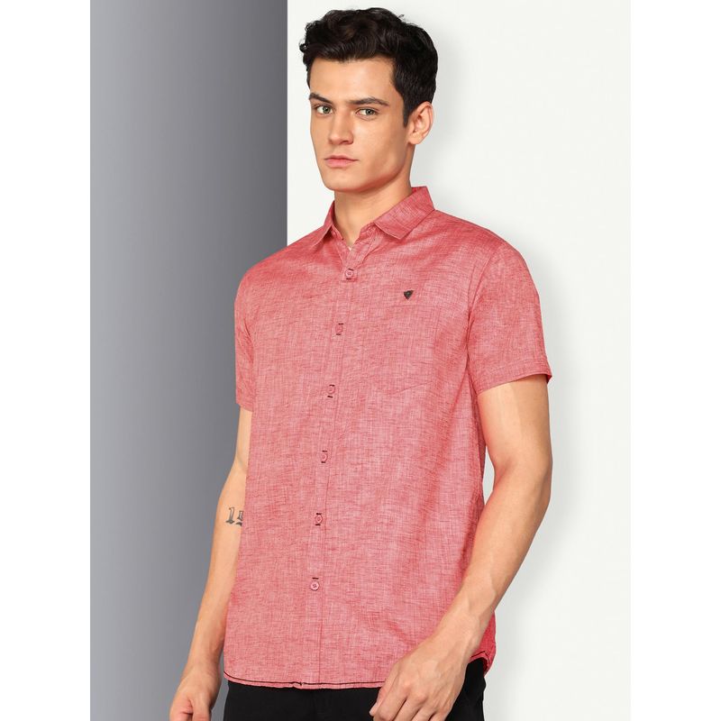 KUONS AVENUE Red Men'S Lyocell Half Sleeve Casual Shirt (XL)