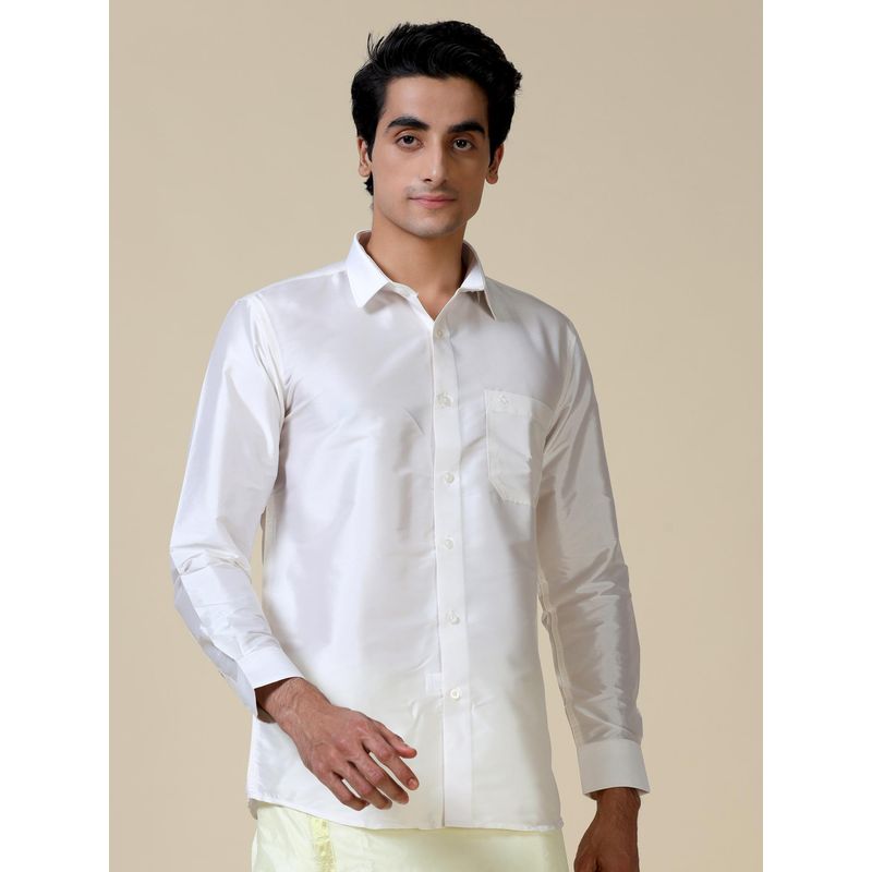 TATTVA Off White Men Classic Slim Fit Ethnic Shirt (36)
