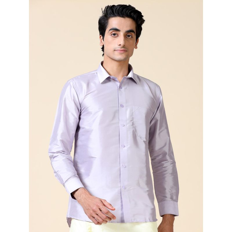 TATTVA Lavender Men Classic Slim Fit Ethnic Shirt (42)