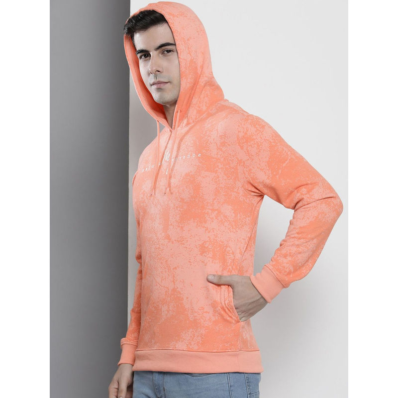 The Indian Garage Co Men Orange Regular Fit Hooded Overhead Hoodie (L)