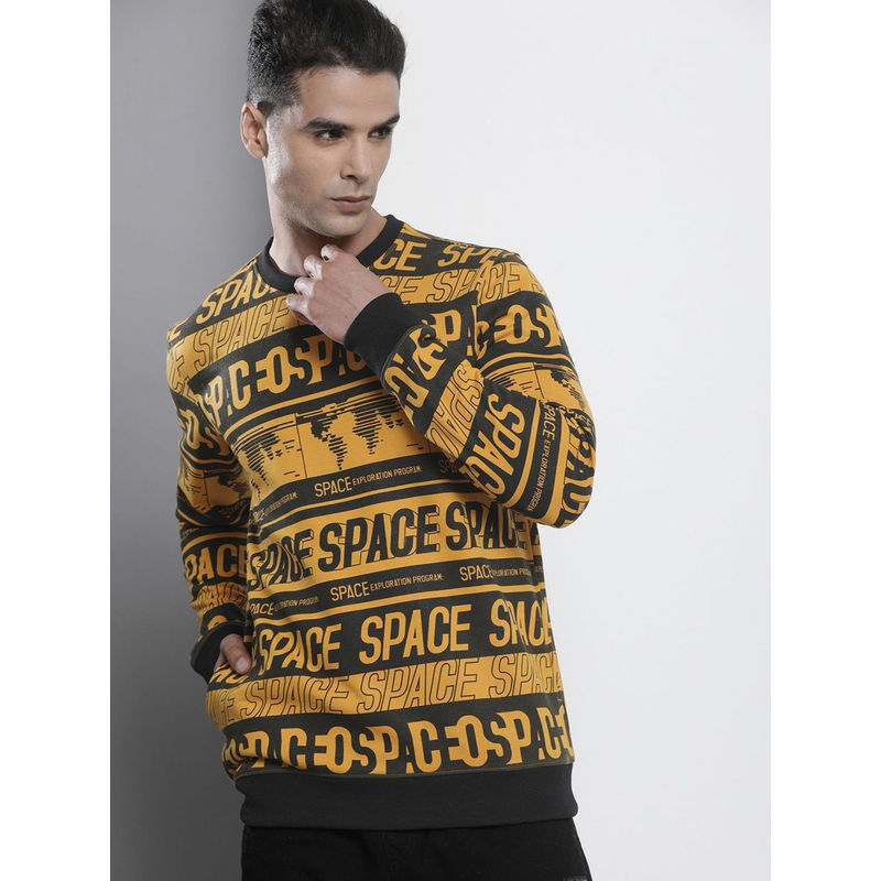 The Indian Garage Co Men Mustard Regular Fit Crew Neck Overhead Sweatshirt (30)