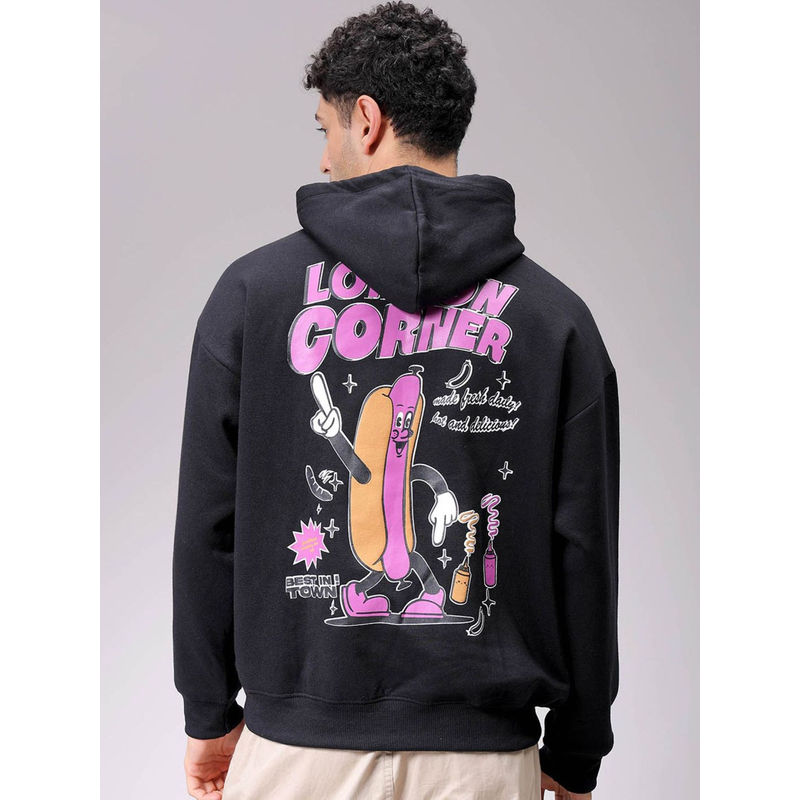 The Indian Garage Co Men Black Relaxed Fit Overhead Hoodie (M)