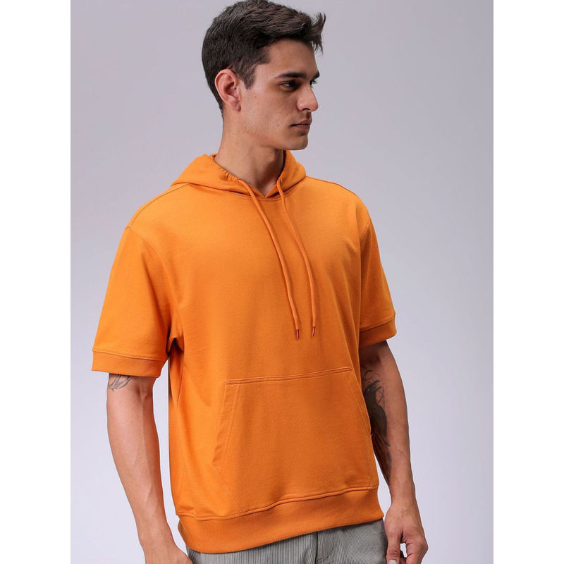 The Indian Garage Co Men Orange Oversized Fit Overhead Hoodie (S)