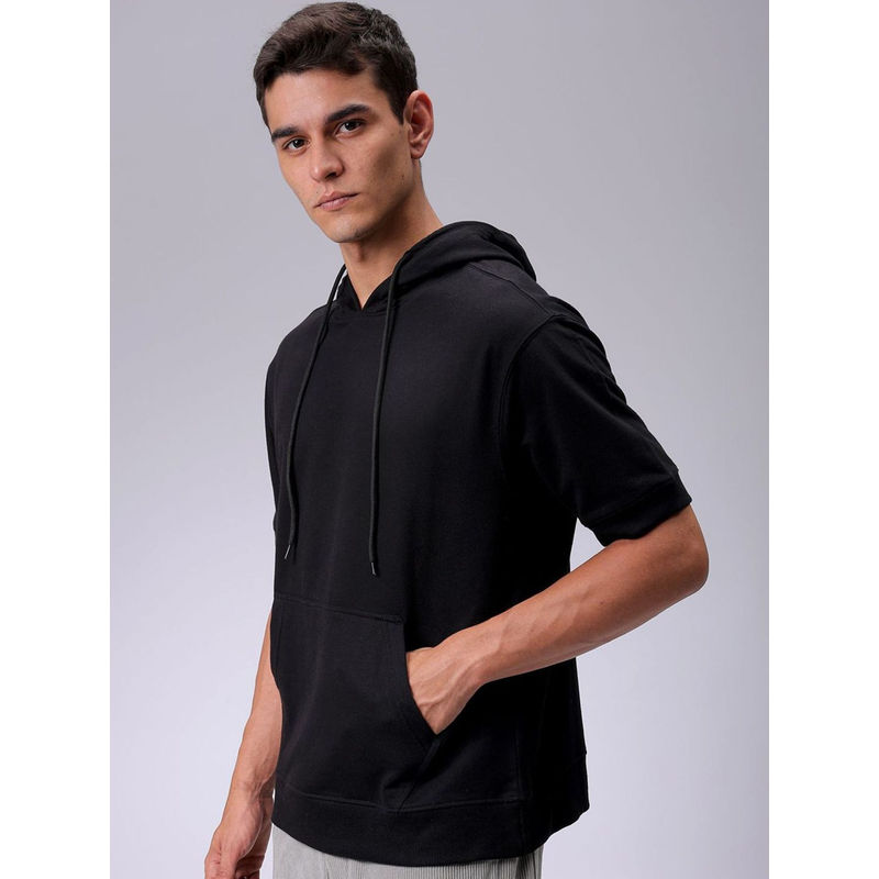 The Indian Garage Co Men Black Oversized Fit Overhead Hoodie (S)