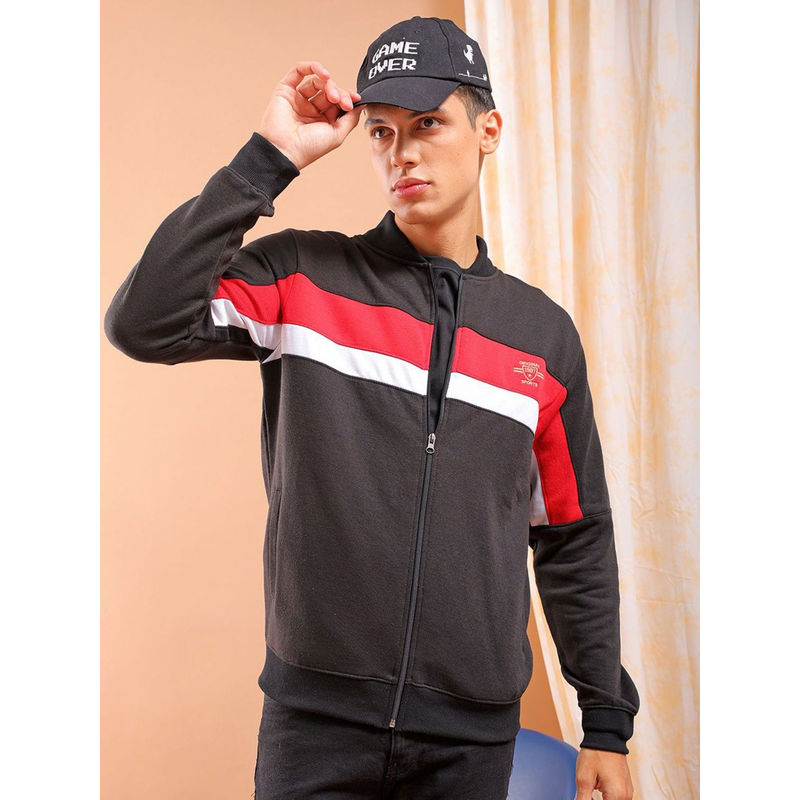 The Indian Garage Co Men Black Slim Fit Front Open Jacket (S)