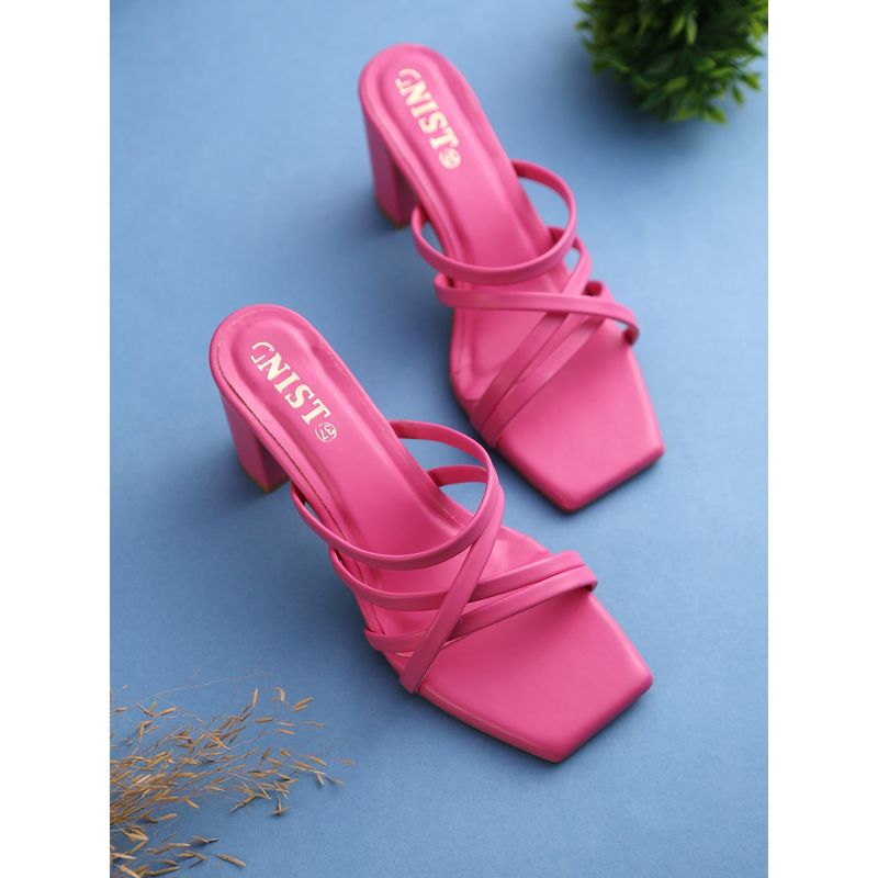 GNIST Plain Hot Pink Strappy Block Heel (EURO 37)