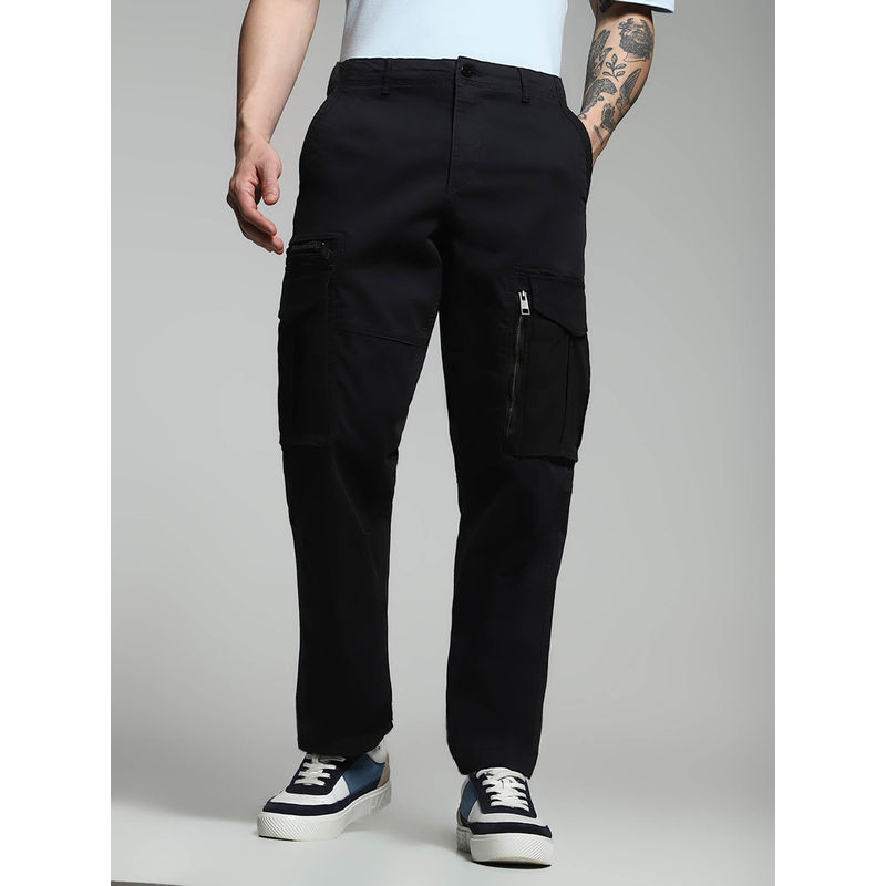 Jack & Jones Men Black Solid Cargo (32/32)
