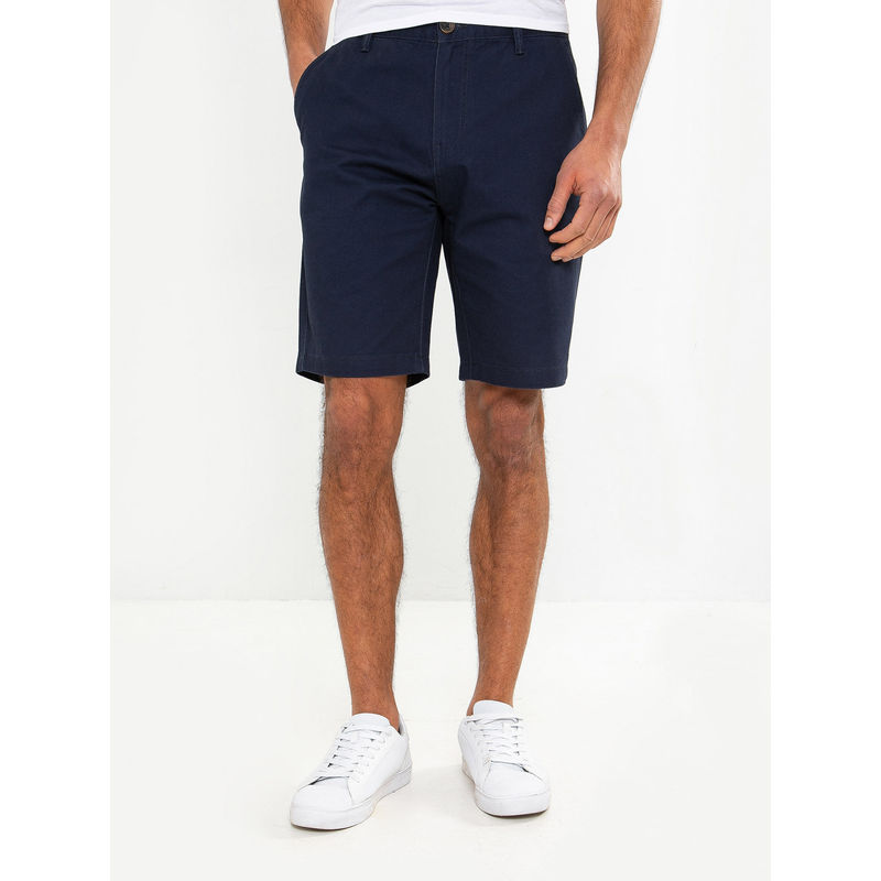 Threadbare Men Navy Regular Fit Cotton Chino Shorts (30)