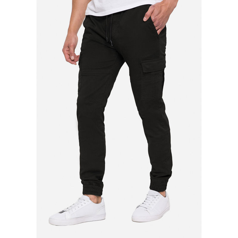 Threadbare Men Black Slim Fit Cargo Trousers (2XL)