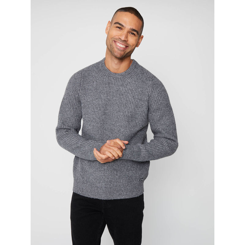 Threadbare Grey Crew Neck Knitted Jumper (M)