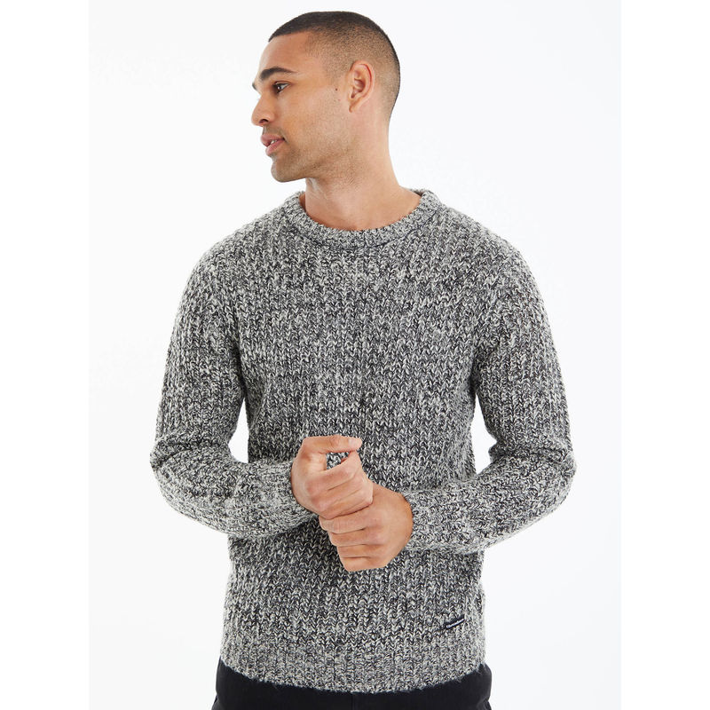 Threadbare Grey Chunky Knit Crew Neck Jumper (M)