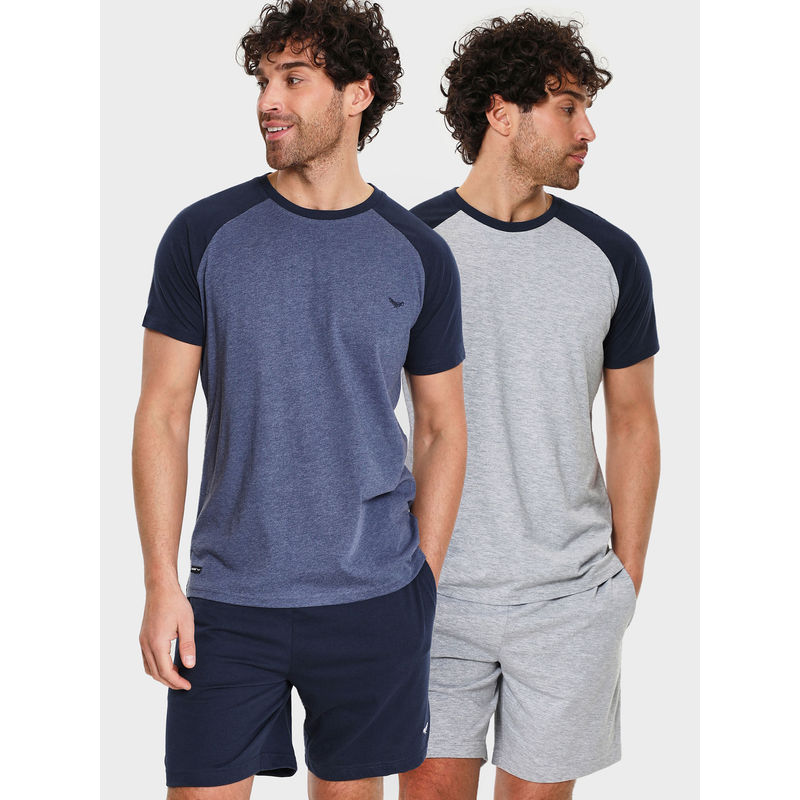 Threadbare Grey & Navy Raglan Loungewear (Pack of 4) (XL)