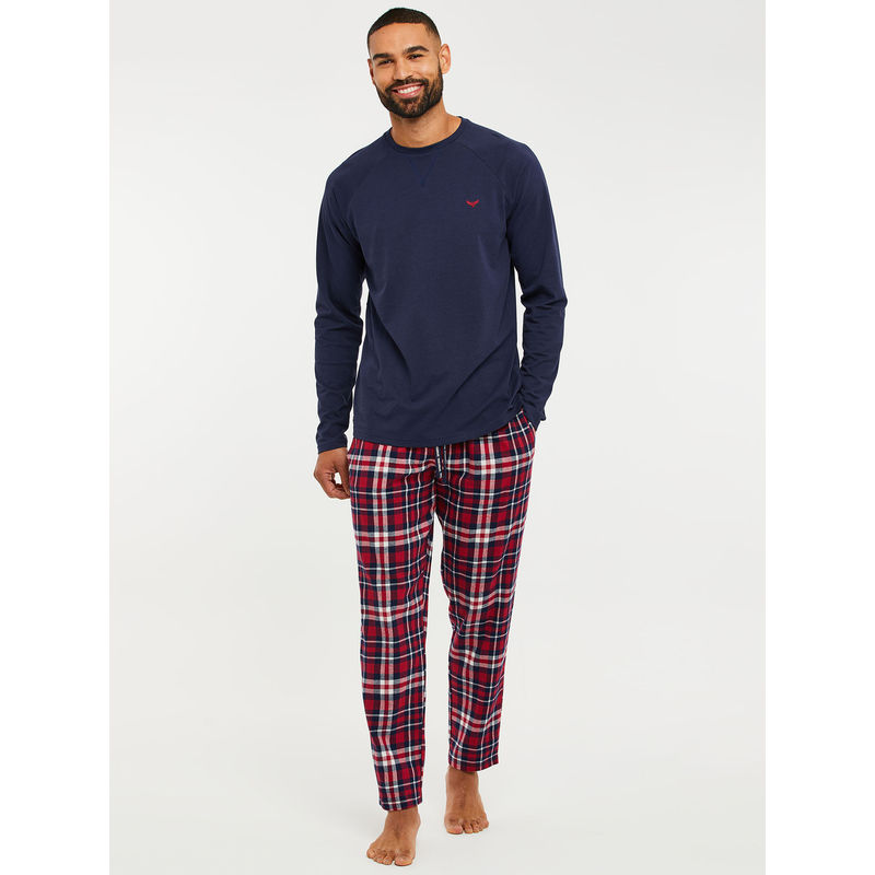Threadbare Navy & Red Long Sleeve T-Shirt Pyjama (Set of 2) (2XL)