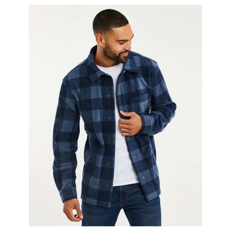 Threadbare Blue Check Faux Borg Shacket (2XL)