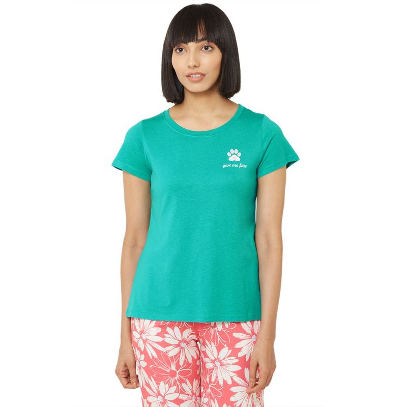 SOIE Women's Soft Cotton Modal Lounge T-Shirt - Green (L)