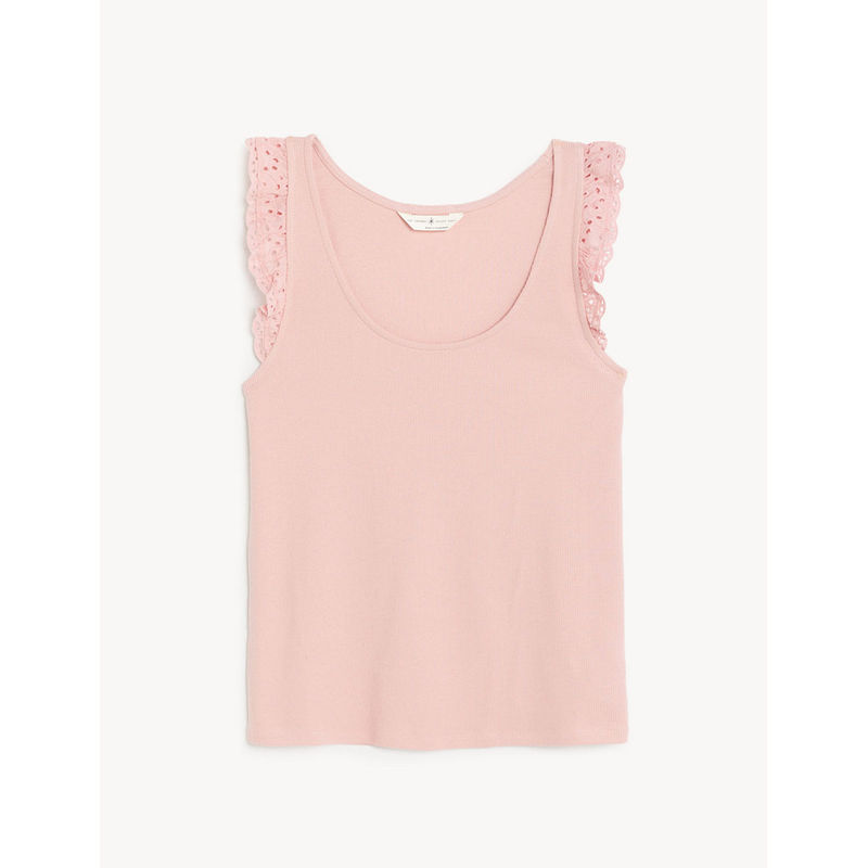 Marks & Spencer Cotton Rich Ribbed Pink Vest (XS)