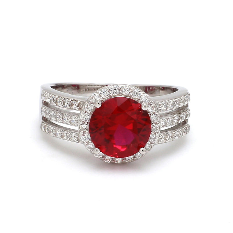 Ornate Jewels Aaa Grade American Diamond Created Red Ruby Solitaire Band Ring For Women - 1520