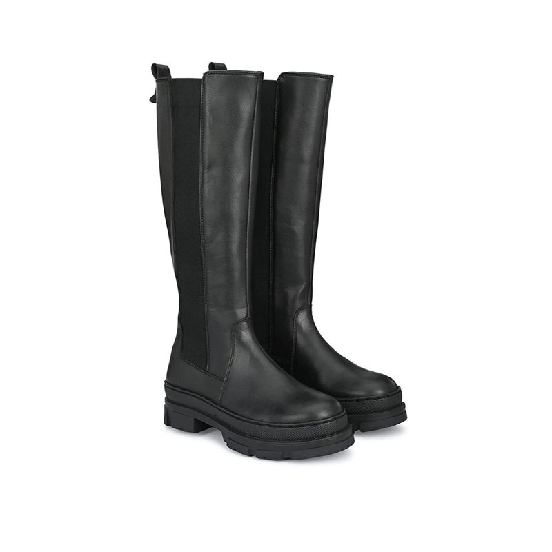 Delize Black women vegan leather knee high chelsea boots (UK 3)