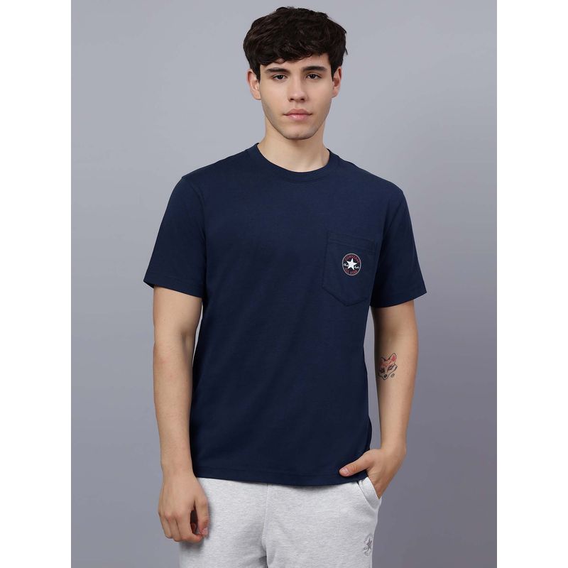 Converse Men Small Chuck Patch Navy Blue T-Shirt (L)