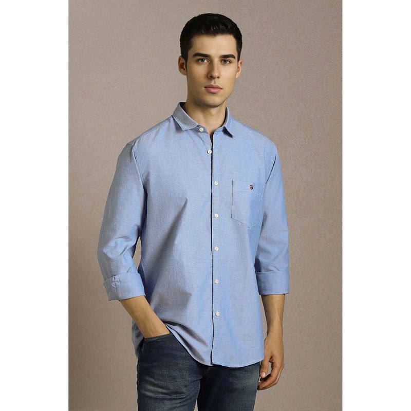 Louis Philippe Men Light Blue Dots Full Sleeves Casual Shirt (39)