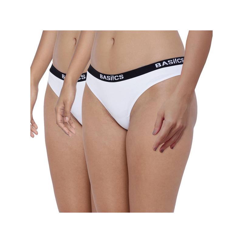 BASIICS by La Intimo Womens White Dulce Candy Briefs (Pack Of 2) (2XL)