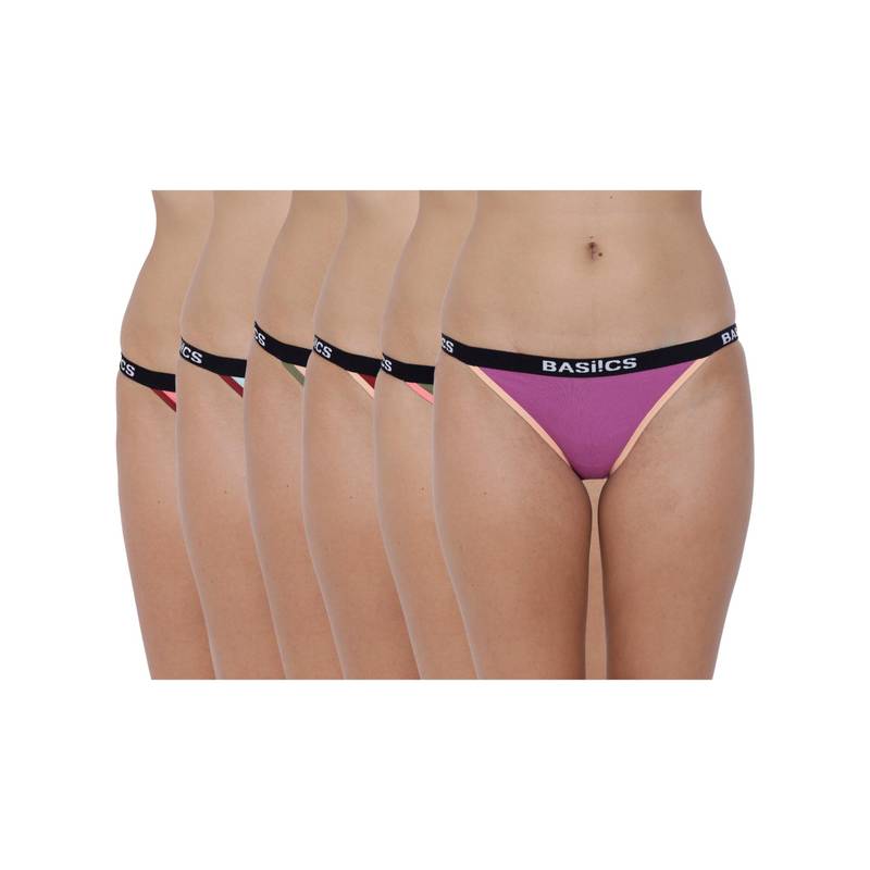BASIICS by La Intimo Multi-Color Moda Fashionable Briefs (Pack Of 6) (2XL)