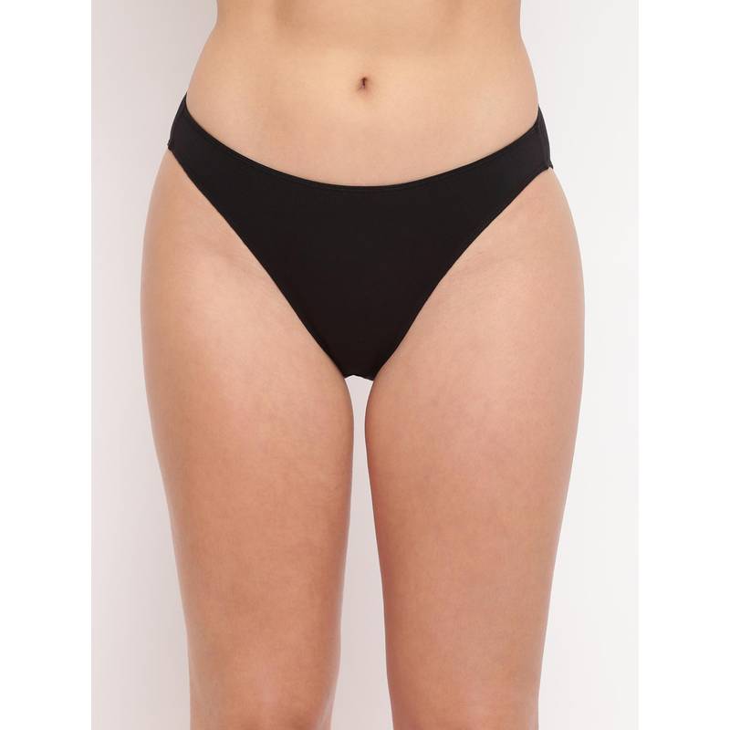 BASIICS by La Intimo Black Glamo Rise High Leg Brief (2XL)