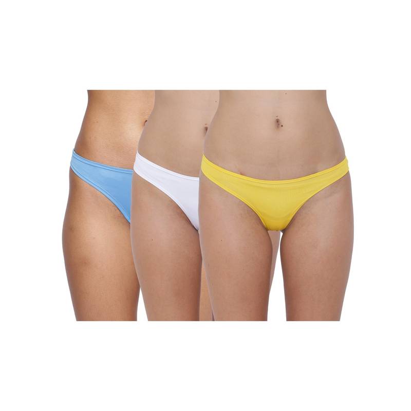 BASIICS by La Intimo Womens Multi-Color Spiffy Semiseamless Thongs (Pack of 3) (2XL)