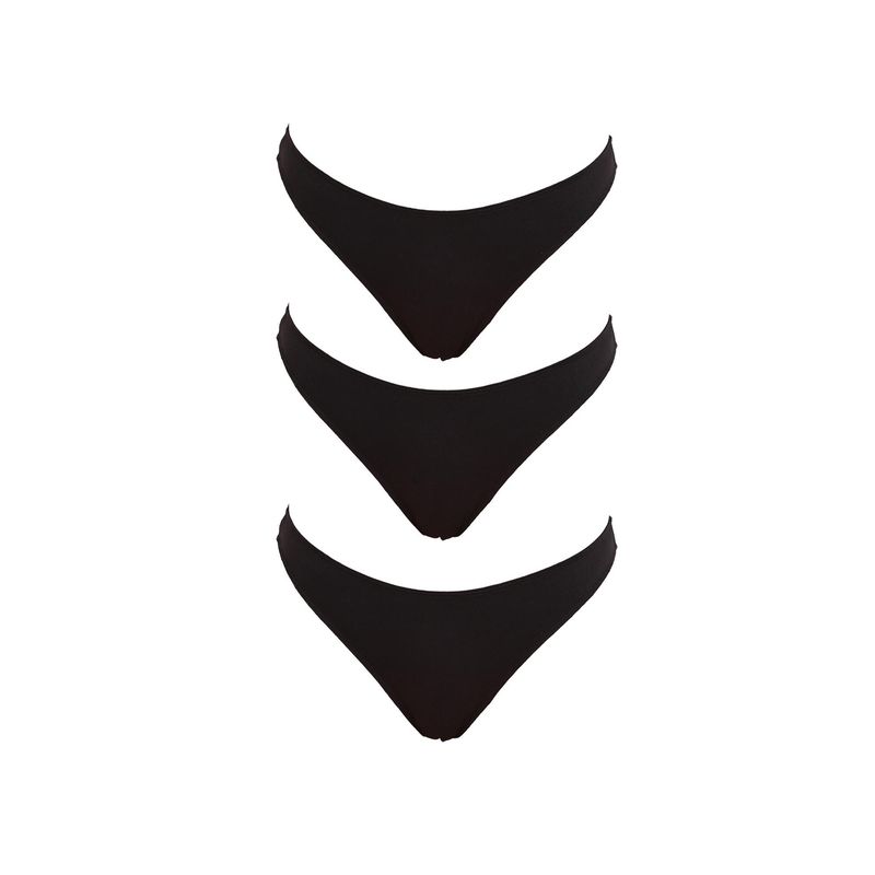 BASIICS by La Intimo Black Spank Me Thongs (Pack of 3) (S)