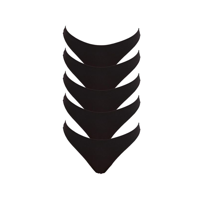 Buy BASIICS by La Intimo Black Spank Me Thongs (Pack of 5) Online