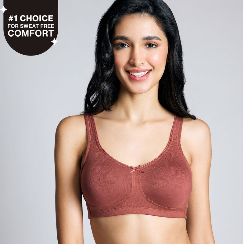 No Sweat Breast Separating Breathe Cotton Non Padded Non Wired Bra Rust NYB105 (40C)