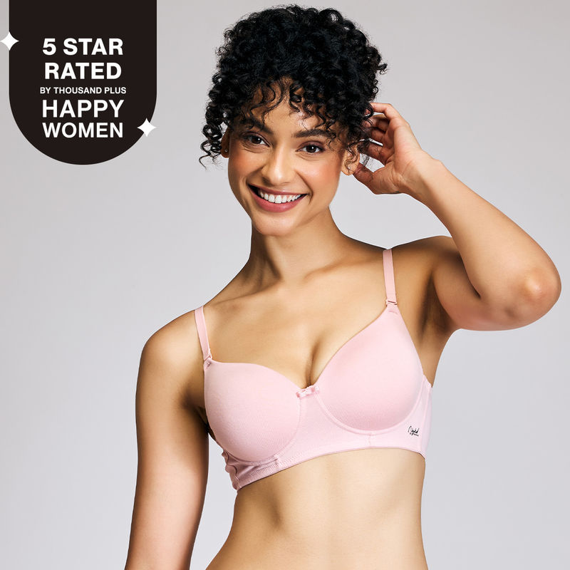 Nykd By Nykaa Breathe Cotton All Day Comfort Padded Non Wired T-Shirt Bra Nyb198 Pink (30A)