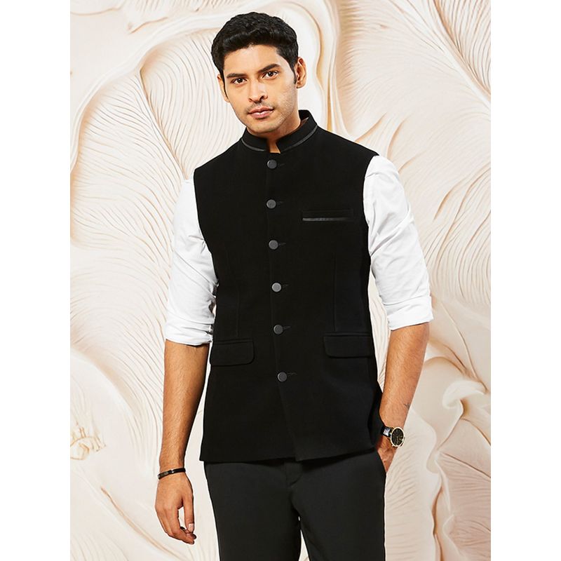 Vastramay Men's Sutting Fabric Woven Nehru Jacket (M)