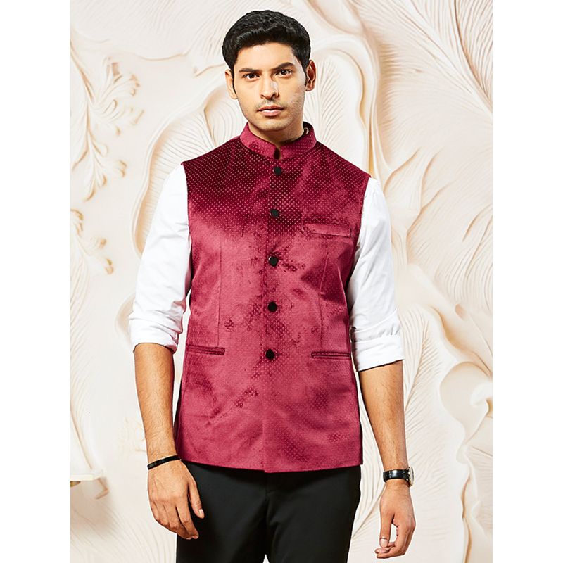 Vastramay Men's Velvet Solid Nehru Jacket (M)