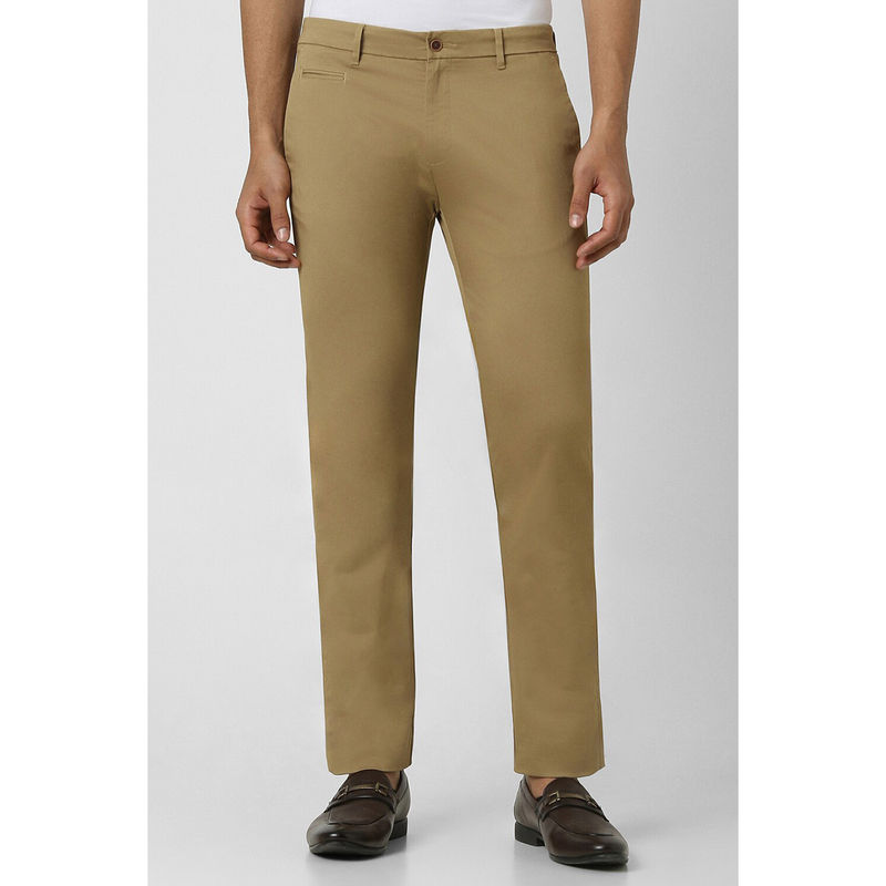 Van Heusen Men Khaki Solid Slim Fit Chinos Trousers (30)