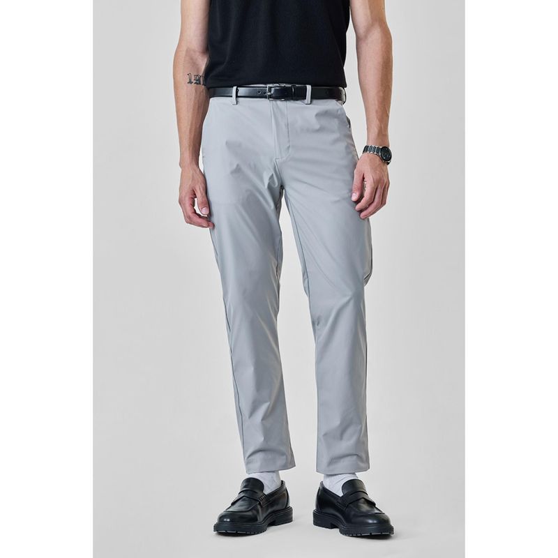 Snitch Grey Solid Slim Casual Chinos For Men (32)