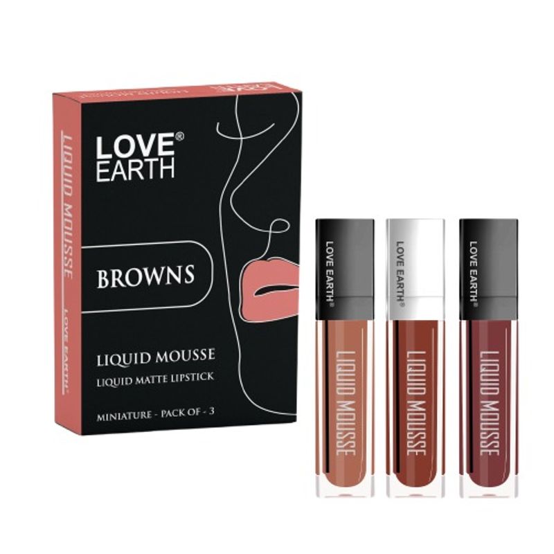 Love Earth Liquid Mousse Matte Lipstick - Browns - Pack Of 3