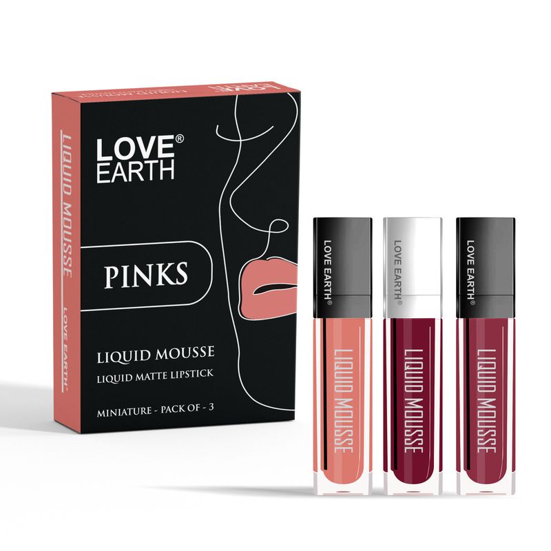 Love Earth Liquid Mousse Matte Lipstick - Pinks - Pack Of 3